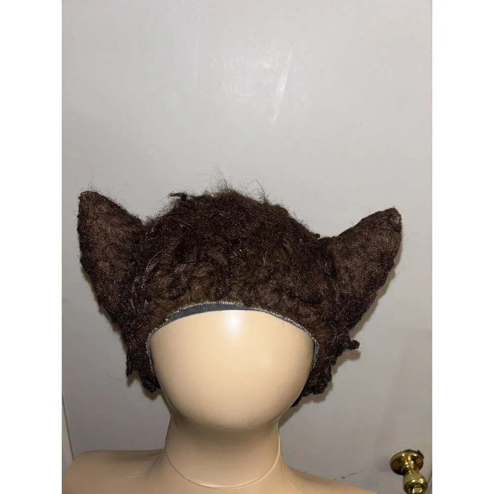 Gray Scary Latex Wolf Werewolf Mask Long Ears Overhead Adult One-Size Halloween